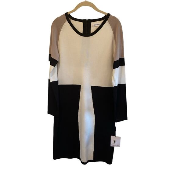 Calvin Klein NWT women’s size M block print fitted stretchy dress - Picture 1 of 5